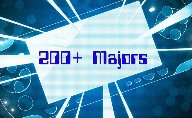 Stylized graphic saying 200+ majors.
